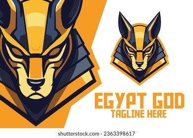 Dog God Icon Badge Emblem: Anubis Head Mascot Logo, Egyptian God Template for Sport and Esport