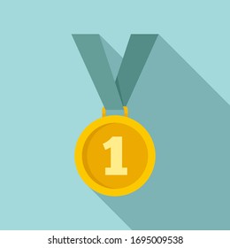 Dog gold medal icon. Flat illustration of dog gold medal vector icon for web design