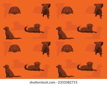 Dog Golden Retriever Brown Coat Cute Cartoon Seamless Wallpaper Background