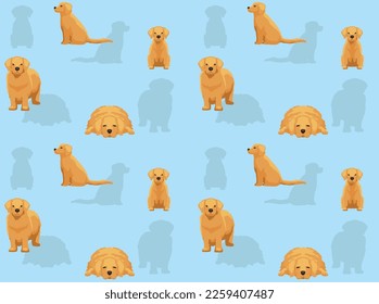 Hund Golden Retriever Cute Cartoon Poses Nahtlose Bildschirmhintergrund