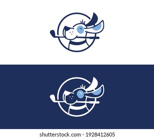 dog golf logo vector icon with Creative Modern Trendy 