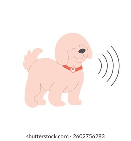 Dog with GPS tracker collar vector illustration