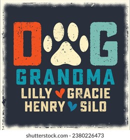 Dog Grandma Shirt With Dogs Names, Dog Grandma Gift, Personalized Grandma Shirt, Custom Grandma Shirt, Dog Lover Shirt for Women