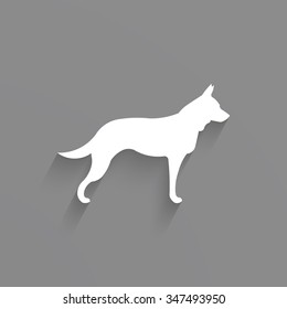 Dog graphic in white and gray