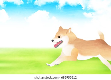 Dog Grassland New Year's card background