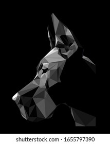 dog, Great Dane, fashion print, polygonal graphics, black, low poly portrait