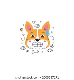 Dog Grimacing Emoticon Vector Illustration