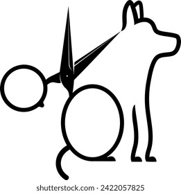 Dog and groomer scissors design. Dog care and grooming salon