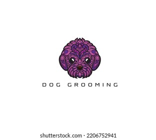 Dog grooming business logo design vector