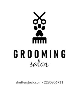 Dog grooming. Pet styling and grooming shop, hair salon, pet store signboard for dogs. Shearing animal