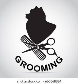 Dog grooming salon icon. Pet beauty salon logo illustration