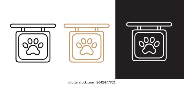 Cachorro aliciamento salão sinal vetor ilustração pata impressão ícone pet loja logotipo design modelo esboço arte.