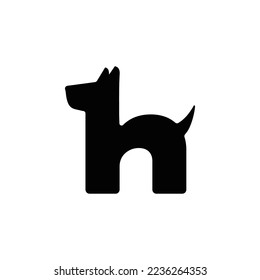 Dog in H Letter Logo Design template . minimalist Dog template, vector design. logo created from shape of simple modern Dog logo.