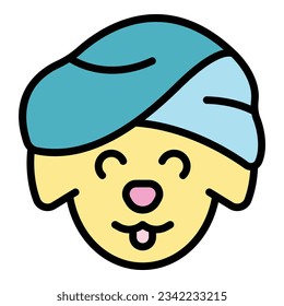 Dog hair wash icon outline vector. Spa bath. Pet animal color flat