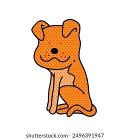 dog halftone hand drawn color vector illustration