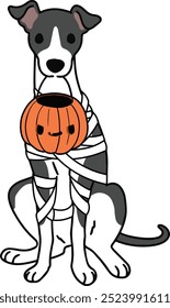 Perro Halloween, perro de la momia, perro galgo italiano dibujo