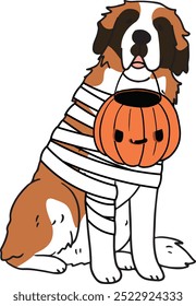 Perro Halloween, Perro de la momia, dibujo del perro de San Bernardo