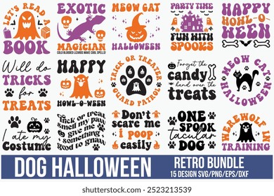 hund halloween retro bündel retro t shirt design vektor sublimation