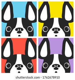 Dog hand drawing pattern. French bulldog vector background tile cartoon wallpaper isolated colorful.