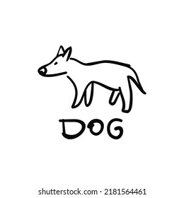 Dog hand drawn illustration design, child drawing style.