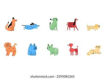 Dog Hand Drawn Illustration Element Set