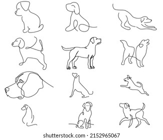 dog hand drawn line art collection