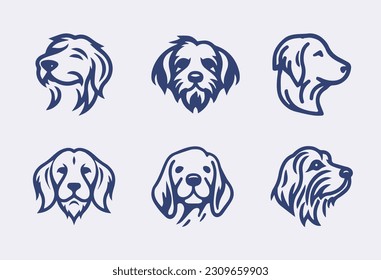 Dog hand drawn silhouette vector icon set