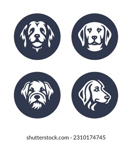 Dog hand drawn silhouette vector icon set