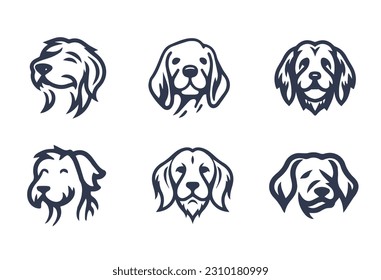 Dog hand drawn silhouette vector icon set