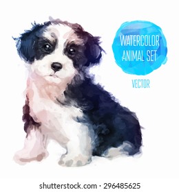 Dog hand painted watercolor illustration isolated on white background