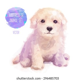  Dog hand painted watercolor illustration isolated on white background. Vector set of animals.