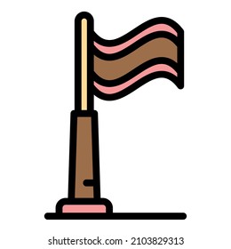 Dog handler base flag icon. Outline dog handler base flag vector icon color flat isolated