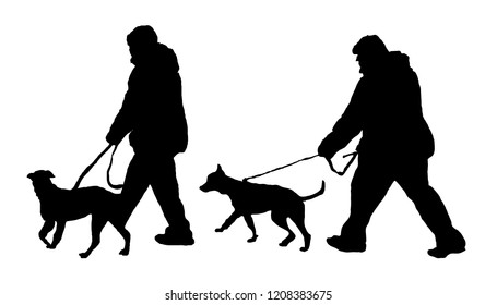 dog handler. dog policeman. guide-dog. vector illustration on white background