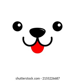 Dog happy square face head icon. Red tongue out. Black nose, eyes. Contour line. Funny baby pooch. Kawaii animal. Cute cartoon puppy character. Love Greeting card. Flat design. Kids background. Vector