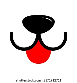 Dog happy square face head icon. Red tongue out. Black nose. Contour line silhouette. Funny baby pooch. Kawaii animal. Cute cartoon puppy character. Love card. Flat design. Kids background. Vector