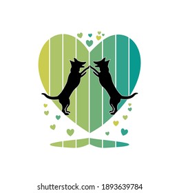 Hund glücklich Valentinstag Vektorgrafik. Valentinstag Feier Vektorgrafik. Hundeliebhaber Illustration. Gut für Grußkartendruck und T-Shirt-Druck, Flyer, Plakatdesign, Schmuck.