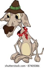 Dog in a hat. Cartoon