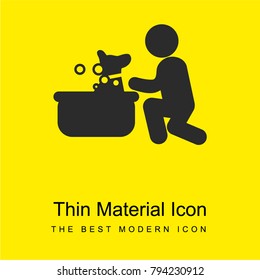 Dog having a bubbles bath bright yellow material minimal icon or logo design
