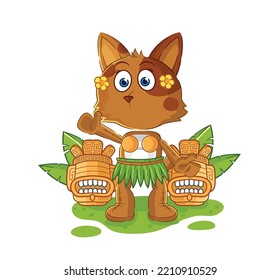 The Dog Hawaiian Waving Character. Cartoon Mascot Vector