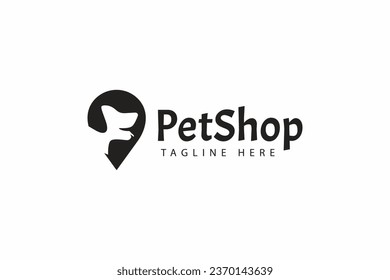 Dog Head Abstract at Shape Pin Point Location Map Logo Business Pet Shop
