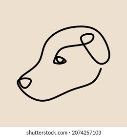 dog head animal oneline continuous single line art