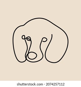 dog head animal oneline continuous single line art