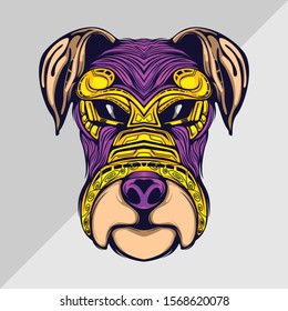 dog head art illustration on the dark background