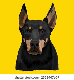 Arte Da Cabeça De Cão Com Fundo De Cor Amarelo Profundo