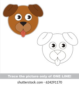 Dog Head to be traced only of one line, the tracing educational game to preschool kids with easy game level, the colorful and colorless version.