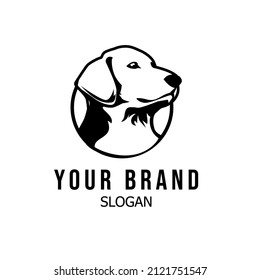 dog head  black circle logo vector