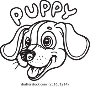 dog head black and white vector 