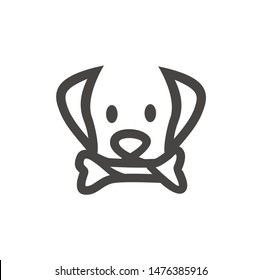 dog head with bone line art design vector