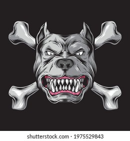 dog head with bones vector logo