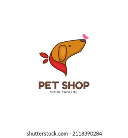 dog head with butterfly pet shop logo